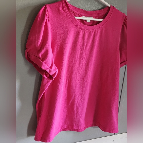 On 34th Bright Pink Puff Sleeve Top XL - Picture 2 of 5